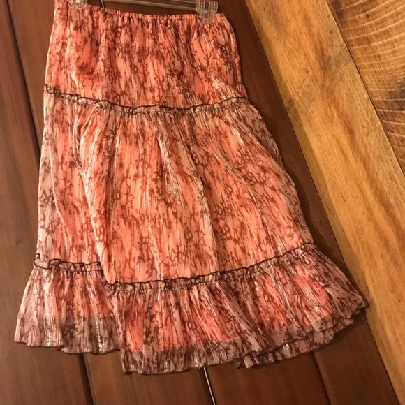 Silk Boho chic midi skirt - Picture 1 of 7
